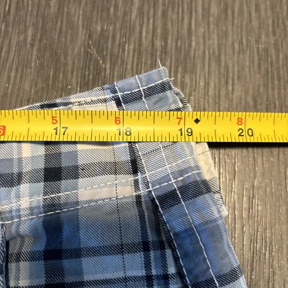 Old Navy cargo shorts men's 36x11 blue plaid HEAVY cotton‎ outdoor WAIST IS 38